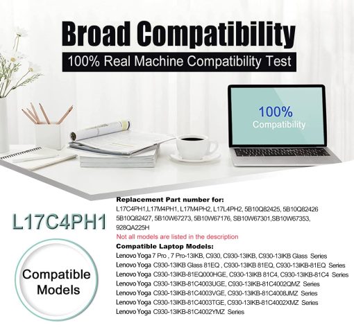 BOWEIRUI L17C4PH1 Bateria de reemplazo para Lenovo Yoga 7 Pro Pro-13IKB C930 C930-13 C930-13IK C930-13IKB C930-131KB C930-13IKB 81C4 Series 5B10Q82425/6/7 928QA225H L17M4PH1 L17M4PH2 L17L4PH2 - Imagen 5