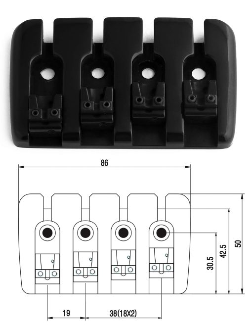 Puente para Bajo de 4 Cuerdas Estilo A Carga Superior con Selletas de Zinc para Bajo Jazz Electrico P Bajo Negro de Alto Peso - Imagen 4