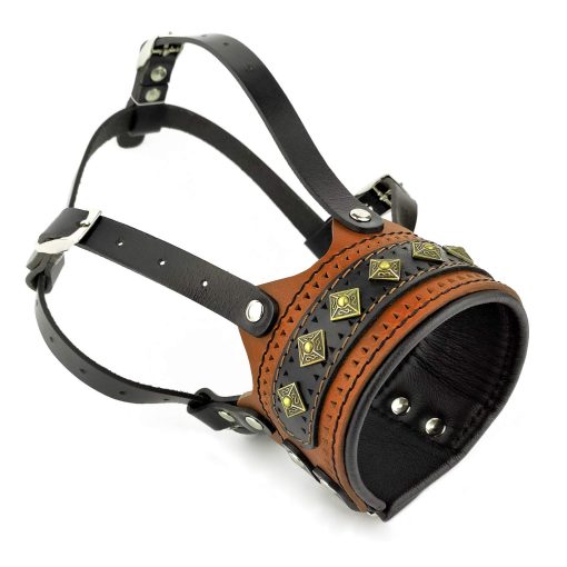 Bozal 'Balteus' para perros. Cuero genuino. Acolchado suave. Calidad artesanal. Hecho en Europa. Diseño unico