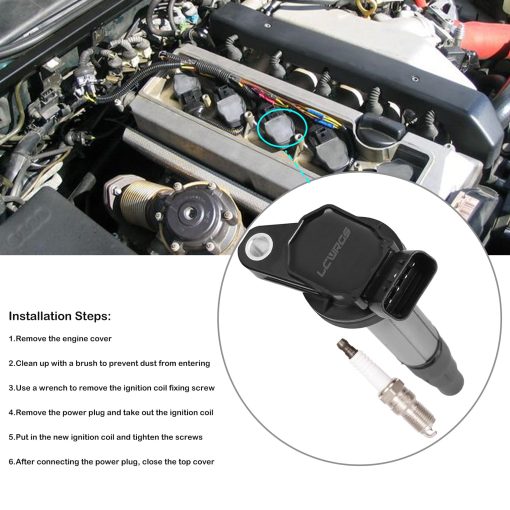 Conjunto de 4 bobinas de encendido UF596 y bujias de iridio para Toyota Corolla Prius Matrix Scion XD Pontiac Vibe 2009 2010 2010 2011 2012 2013 2014 2015 Bobinas de Encendido 1.8 L4 90919-02252 - Imagen 5