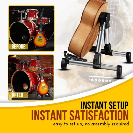 Soporte para Guitarra Plegable Ajustable de Marco en A para Guitarra Acustica Electrica Clasica y Bajo, Violin, Ukulele, Banjo, Mandolina Portatil y Ligero Flexzion - Imagen 6