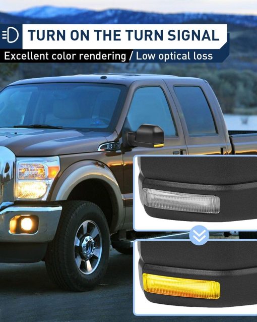 Espejos de remolque ECCPP para camionetas F150 PickUp 2015-2019 con ajuste electrico de potencia en lado izquierdo y derecho, calefaccion, luz de giro con carcasa negra, plegado manual y extension manual - Imagen 5