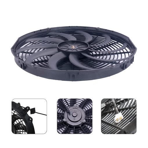CTOCH Ventilador de Radiador Electrico de 16 pulgadas con Kit de Montaje Universal Reversible de Empuje o Extraccion 12V Alto Rendimiento 3000 CFM Negro - Imagen 8
