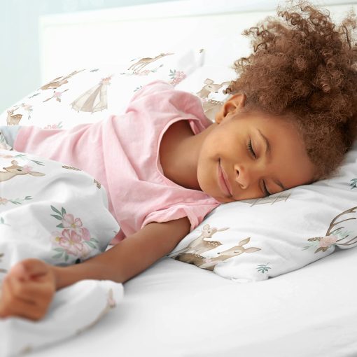 Sweet Jojo Designs Juego de Cama para Ninos con Motivo de Ciervos Florales y Teepee en Acuarela - 4 Piezas - Imagen 4