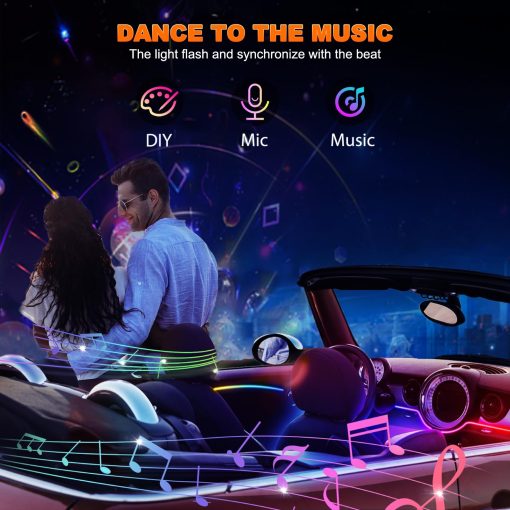 Luces de Tira LED para Automovil Interior Jushope, Luces de LED de Acrilico USB para Automovil con Seguimiento Dinamico de Colores de Ensueno, Kits de Iluminacion Ambiental para Automovil de 6 en 1, Sincronizacion de Musica, Control Remoto Inalambrico APP y RF - Imagen 5
