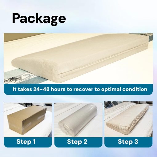 Almohada de cuña PYXAYS, Almohada de cabecera, Almohada de cama Queen, Almohada de sofa cama, Ideal para sentarse y descansar en la cama, Funda de almohada extraible, Tamaño King (76x8x20 pulgadas) Beige - Imagen 4