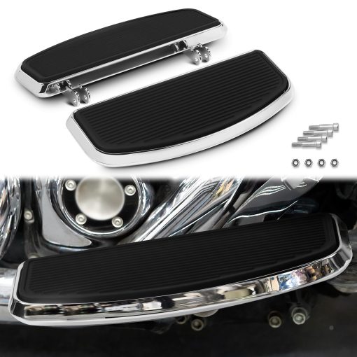JUNJUMOTO Rider Footboard Floorboard Forma Tradicional Compatible con Harley Touring Electra Glide Road Glide Street Glide Road King y Tri Glide 1986-2024 Softail 1986-2017 Dyna FLD 2012-2016 (Cromo)