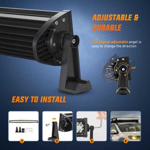 Nilight Barra de Luz LED Curva de 50 Pulgadas Triple Fila Combinacion de Punto e Inundacion Luz de Trabajo LED 384 Chips LED de Alta Potencia Luces de Conduccion LED para Camiones SUV UTV ATV Barco, Garantia de 2 Anos - Imagen 7
