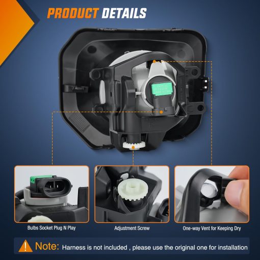 Nilight Conjunto de Luces Antiniebla Compatible con 2016 2017 2018 2019 2020 2021 2022 2023 Toyota Tacoma SR SR5 Modelo unicamente Lente Amarilla de Repuesto Lado del Conductor y del Pasajero, Garantia de 2 Anos - Imagen 4