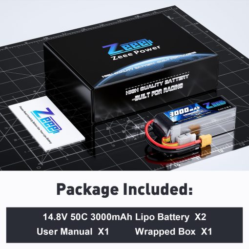 Bateria Lipo Zeee 4S 3000mAh 14.8V 50C con Funda Suave y Conector XT60 para Avion RC Helicoptero Drone FPV Barco RC UAV Coche RC Camion Barco Carreras Hobby Modelos (2 Paquetes) - Imagen 6