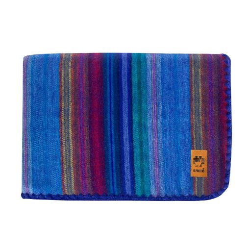 Manta de Lana de Alpaca - Tamaño para Cama - Mantas de Alpaca - Mejor Regalo & Manta Calida, Ligera, Manta para Sofa o Campamento - Manta de Exterior - 64 x 45 Pulgadas (Azul y Morado)