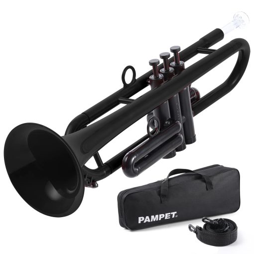 Trompeta Profesional de Plastico Bb PAMPET Conjunto Estandar de Trompeta para Estudiante Principiante Con Boquilla 7C y Boquilla 3C, Instrumento de Trompeta Bb, Negro