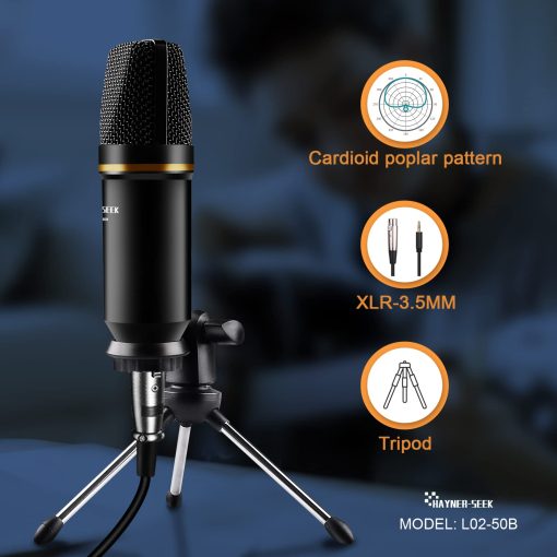 Equipo de Podcast Aluminio con Panel de Aleacion con Microfono de Condensador de Estudio Mezclador de Sonido DJ Interfaz de Audio de Radiodifusion [Efecto de Sonido DIY] Para PC/Portatil/Telefono, Streaming/Grabacion, Negro - Imagen 2