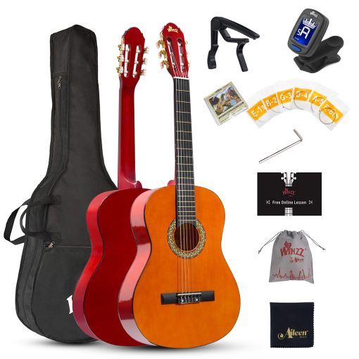 Guitarra Clasica de 39 Pulgadas para Principiantes con Lecciones en Linea Bolso Capo Afinador Cuerdas