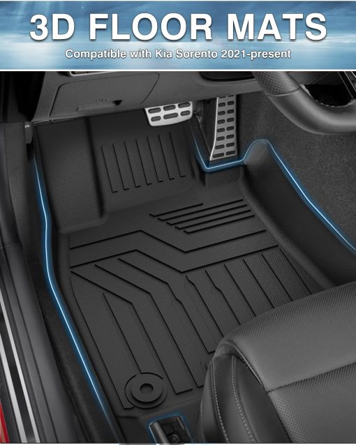 Tapetes para piso Mixsuper compatibles con Kia Sorento 7 Asientos 2021-2024, Juego de 1ra, 2da y 3ra Fila Negro - Imagen 2