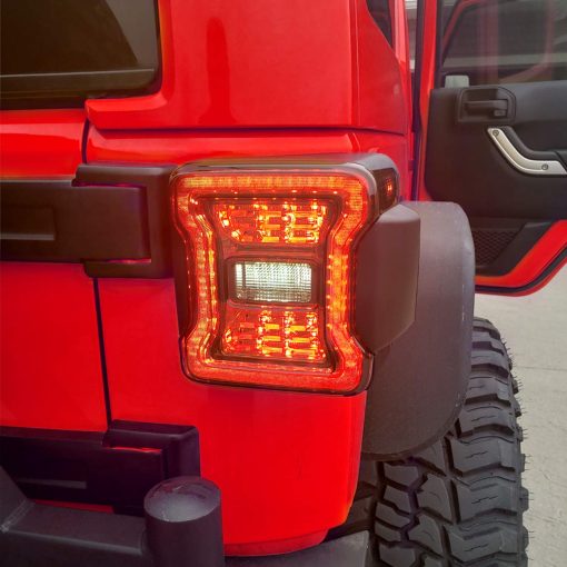 Luces traseras de lentes ahumados LED para Jeep Wrangler JK/JKU 2007-2018, Luces traseras con apariencia JL con funciones de Luz de marcha, Luz de freno, Luz de giro y Luz de reversa, Par - Imagen 4