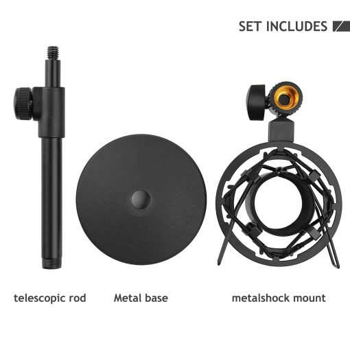 Soporte de microfono de escritorio AT2020, Soporte de microfono de mesa ajustable con montura de choque para microfono de estudio de condensador Audio Technica AT2020 AT2020USB+ AT2035 ATR2500 por Frgyee - Imagen 7