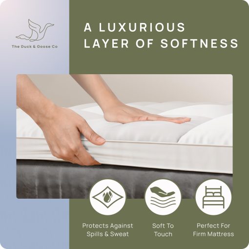 Topper de Colchon Extra Grueso King para Dolor de Espalda y Sueno como en las Nubes, Suave y Mullido, Acolchado de Colchon para Colchon Firme, Colchon con Relleno de 1400GSM, Ajuste para Colchon de 6"-22" - Imagen 3
