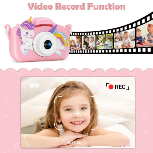 Camara de Juguete para Niñas y Niños de 3 4 5 6 7 8 9 10 Años, Camara Digital Infantil con Funda Protectora de Silicona, Camara para Niños, Camara para Niñas con Tarjeta SD de 32GB Rosa - Imagen 2