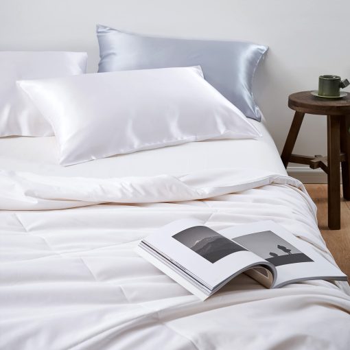 Edredon de Seda Mommesilk para Verano 100% Natural Relleno de Seda Lavable Ligero y Fresco Tamano King: 280x244cm, Blanco - Imagen 8