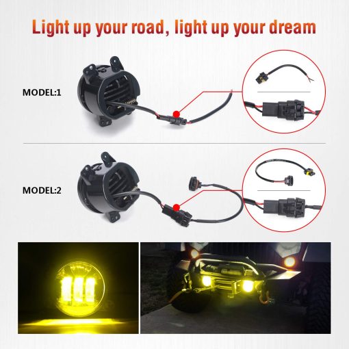 LX-LIGHT 60W 4 Pulgadas Luces LED de Niebla ambar para Parachoques Delanteros de Reemplazo para Wrangler JK Unlimited JK 2007-2018 - Imagen 2