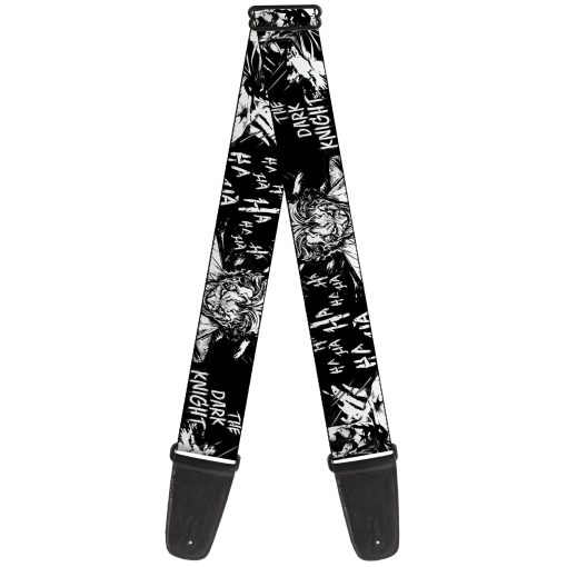 Correa de guitarra Buckle-Down DC Comics, Batman El Caballero Oscuro y Joker Sonriendo Primer Plano Negro, 2 Pulgadas de Ancho