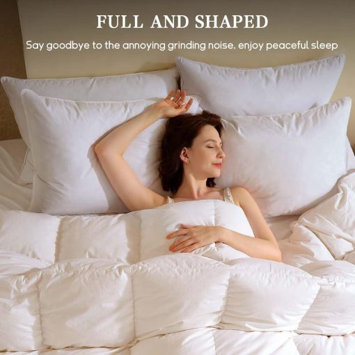 Almohadas de Plumas de Ganso BHZ Tamano Estandar Set de 4 Pack, Coleccion de Lujo de Alternativa Hotelera Almohada de Cama para Dormir Firme Suave Soporte para Durmientes de Costado y Espalda, Blanco, 20x26 Pulgadas - Imagen 7