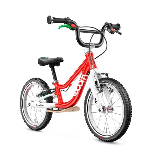 Bicicleta de Equilibrio woom 1 Plus para Ninos de 3 a 4.5 Anos, Bicicleta Infantil de 14 Pulgadas Ultraligera con Freno de Mano y Limitador de Direccion, para Ninos y Ninas - Rojo