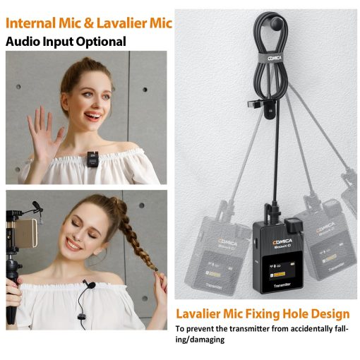 Comica Microfono Inalambrico Lavalier BoomX-D2 2.4G Sistema Compacto de Microfono de Solapa Inalambrico con 2 Transmisores y 1 Receptor, Microfono de Solapa para Smartphone Camara Podcast Entrevista YouTube Facebook Live - Imagen 2