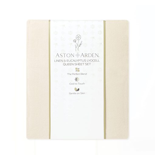 Juego de sabanas de lino de eucalipto Aston & Arden - Sabanas de cama de Lyocell Tencel clasicas y sostenibles que absorben la humedad para un sueño fresco, suave, transpirable y confortable, tamaño King, Color Trigo Beige - Imagen 7