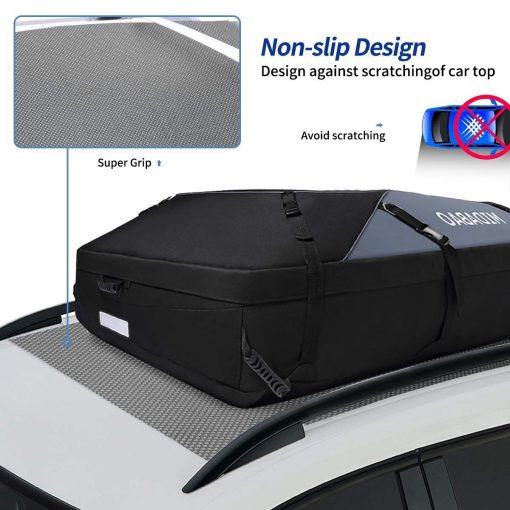 MIDABAO 20 Cubic Waterproof Duty Car Roof Top Carrier-Car Cargo Roof Bag Car Roof Top Carrier - Waterproof & Coated Zippers- Includes Anti-Slip Mat- for Cars with or Without Racks (20 Cubic Feet) - Imagen 4