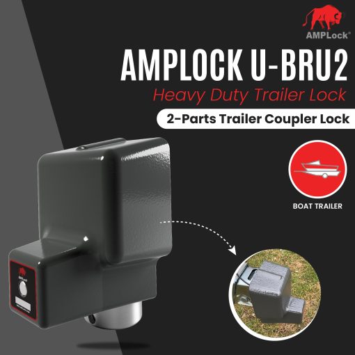 AMPLock U-BRU2 | Candado de Remolque de Alta Resistencia para Acoplador de Bola de 2" | Seguridad Superior para Remolques de Barco | Diseno Patentado se Adapta a Acopladores de Bola de 2" con Borde Cuadrado - Imagen 2