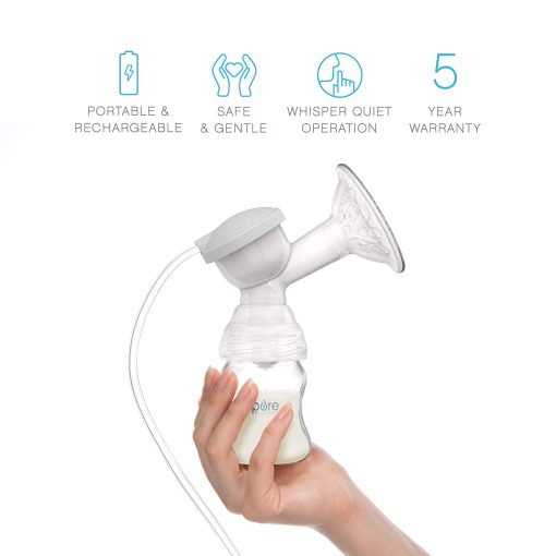 Sacaleches electrico doble PureBaby? - 5 Modos de Estimulacion, 9 Modos de Exprimir, Exprimir Dual o Simple, Succion Ajustable, Diseno Antirreflujo y Bateria Recargable para Viajes - Imagen 3