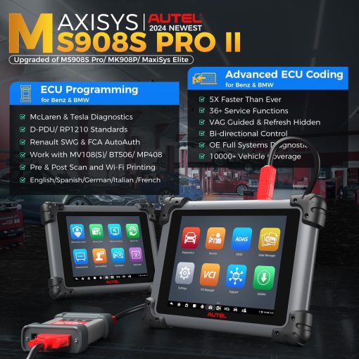 Escaner Autel MaxiSys MS908S PRO II con $60 MV108S, Programacion/Codificacion de ECU J2534 Igual que Elite II PRO, AutoScan 2.0, Actualizado de MK908P/ MS Elite/ MS908S Pro, 36+ Servicios, Pruebas Activas, FCA Autoautenticacion - Imagen 2