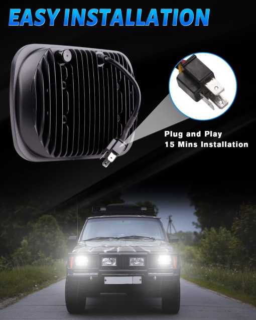 Faros LED BICYACO DOT 110W 5x7 7x6 Pulgadas Alto / Bajo Sellado con Ensamblaje de Haz Compatible con Jeep Wrangler YJ Cherokee XJ Kenworth T300 1997-2010 Enchufe H4 Cromo - Imagen 5