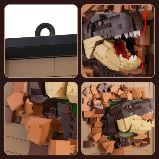 Set de Bloques de Construccion 3D de Dinosaurios CAXIMSY, Marco Creativo de Arte de Pared Tyrannosaurus rex, Regalo de Cumpleanos para Adultos, Ninos y Ninas - Imagen 6