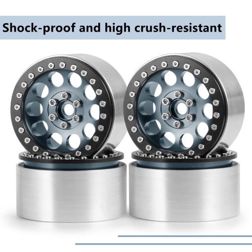 Maleonn 4PCS RC Llantas de Aleacion de Aluminio 2.2 Beadlock 35mm Juego de Cubos de Rueda Metalicos para Escala 1/10 SCX10 D90 Wraith 90048 90018 RR10 Accesorios para Coches con RC Crawler, Titanio y Negro - Imagen 4