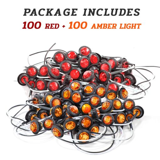 Juegos Grandes de Luces Marcadoras Laterales de 3/4 Pulgadas MADCATZ Redonda Mezcla de Luz ambar/Roja 3LED para Remolque Camion Autobus Barco 12V DC Paquete de 200 - Imagen 7