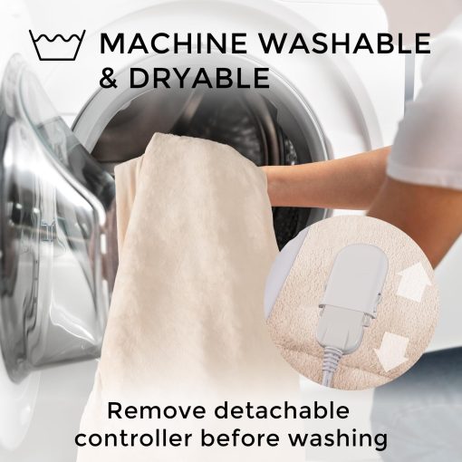 Manta Electrica OLIFE con Doble Control Termico Lanzamiento Lava Rapido, Extremadamente Suave y Confortable Manta Electrica de Calentamiento Rapido con 10 Niveles de Calor y Configuraciones de Tiempo, Apagado Automatico 2/4/8 Horas, 80"x84" Beige - Imagen 6