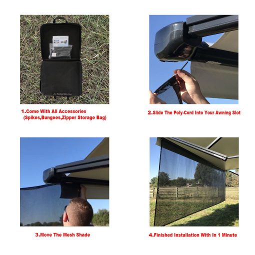 Toldo de Sombra para Caravana RV Tentproinc 9' X 17' 3'' Negro Kit Completo Motorhome Camping Remolque Cobertor de Toldo con Proteccion UV - Garantia de 3 Anos - Imagen 3