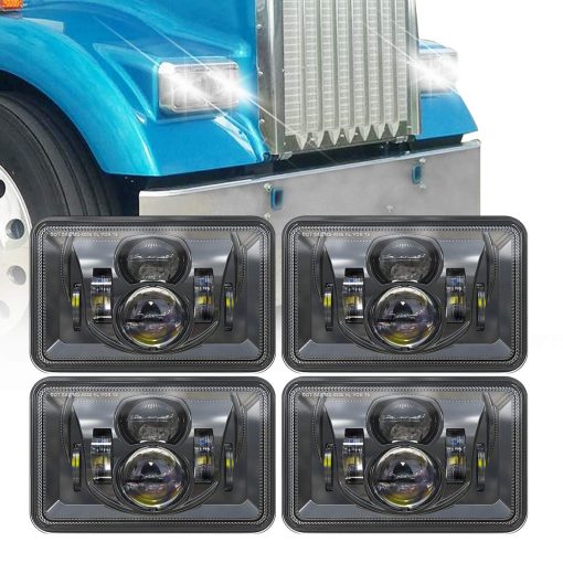 Faros LED de 4x6 pulgadas XPCTD 4 PCS 60W 14400LM Aprobados por DOT, Repuesto para H4651 H4652 H4656 H4666 H6545 Compatible con Peterbilt Kenworth Freightliner