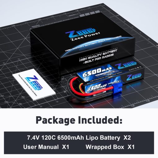 Bateria Lipo Zeee 2S 6500mAh 120C 7.4V con Estuche Rigido y Conector EC3 para Vehiculos RC Coche Camion Truggy Modelos de Carreras a Escala 1/10 (Paquete de 2) - Imagen 6