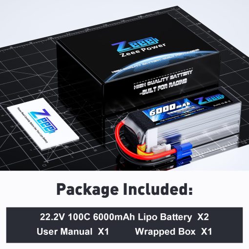 Bateria Lipo Zeee 6S 6000mAh 22.2V 100C con Conector EC5 Paquete Suave Bateria RC para Coche RC Camion Avion Helicoptero Quadcopter Barco (2 Paquetes) - Imagen 6
