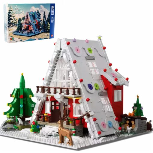 Casa de Cabana Navidena con arboles en el Bosque - Set de 2159 Piezas de Bloques de Construccion de Pueblo Navideno, Kit de Micro Bloques Regalos para Adolescentes y Adultos, Perfecto para la Decoracion Navidena