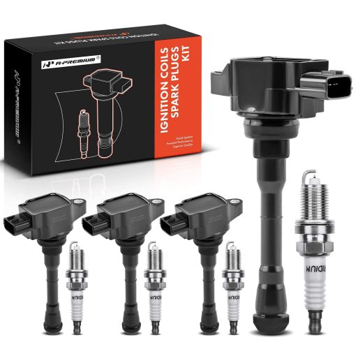 Kit de Bobinas de Encendido y Bujias Compatible con Nissan Juke 2011-2017 L4 1.6L, Reemplazo# 224481KC0A, DILKAR7C9H Juego de 4 Piezas