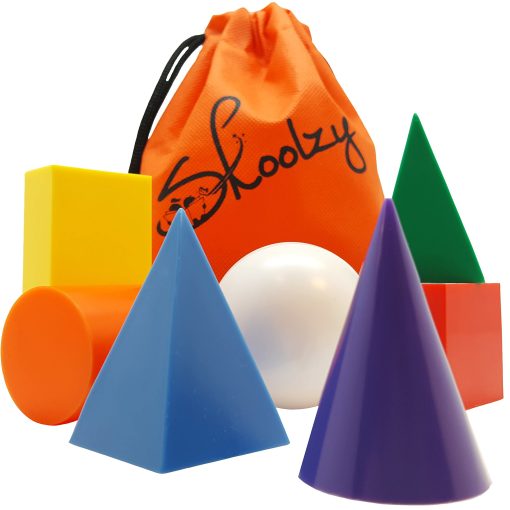 Juego de formas geometricas Skoolzy Jumbo para enseñar 7 piezas - Formas geometricas - Manipulativos de formas en 3D - Formas geometricas para salon de clases Edad 3+