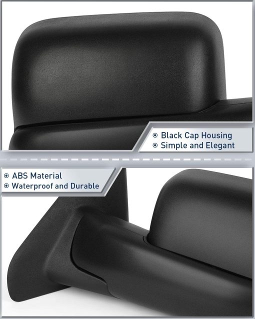 Espejos de Remolque de Reemplazo ECCPP para Dodge Ram 1500 2500 3500 03-08 Negro Manual Par de Espejos Laterales - Imagen 4