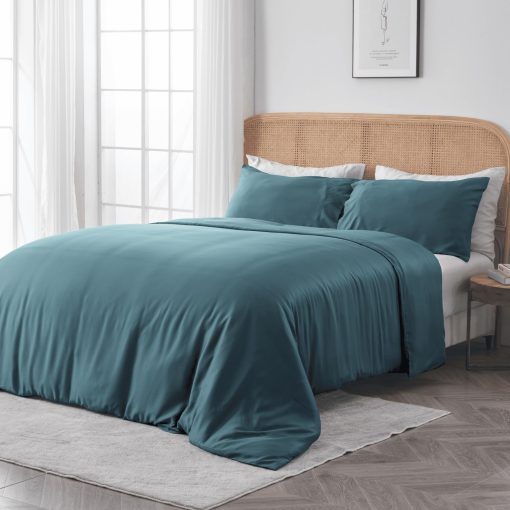 Funda de Edredon SIJO AiryWeight Tencel, 100% Lyocell Derivado de Eucalipto, Suave como la Mantequilla, Mejores Sabanas Refrescantes por Architectural Digest (Azul Turquesa, Full/Queen 90"x90")