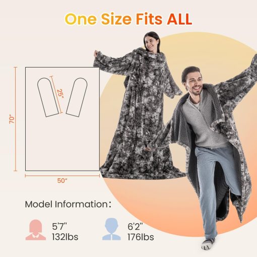 Manta termica portatil WOOMER 50?70?, Suave Faux Fur y Acogedor Sherpa con Bolsillos para los Pies y Mangas, 4 Niveles de Calentamiento y Apagado Automatico de 4H, Certificado ETL, Lavable a maquina - Imagen 7