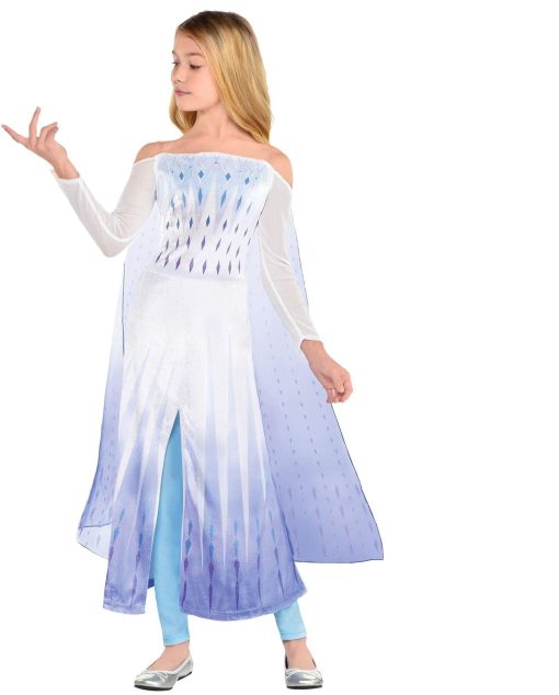 Disfraz de Halloween de Elsa Frozen 2 Epilogo para Ninas, Disney, Talla Pequena (4-6), Incluye Vestido, Capa y Tiara